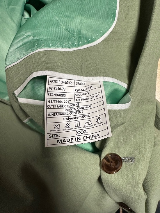 Men's Sage Green 3 piece Suit Linen /Cotton Sz XXL - Picture 15 of 16